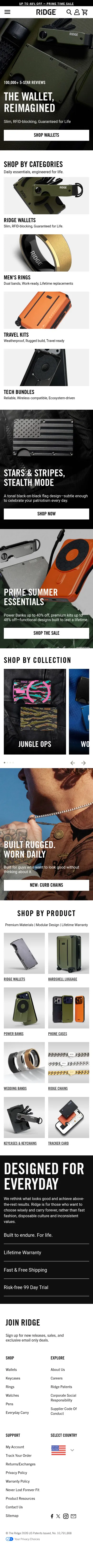 Ridge homepage on June 23, showing the updated hero and offer