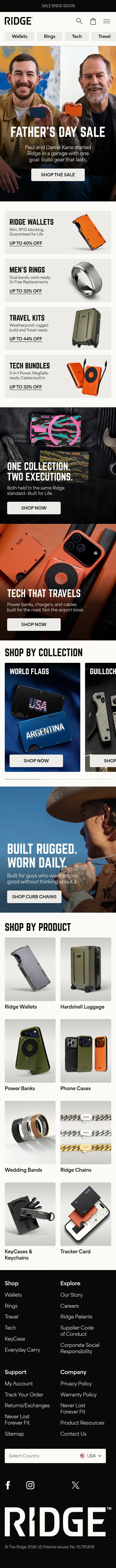 Ridge homepage on June 22, featuring a Father's Day sale