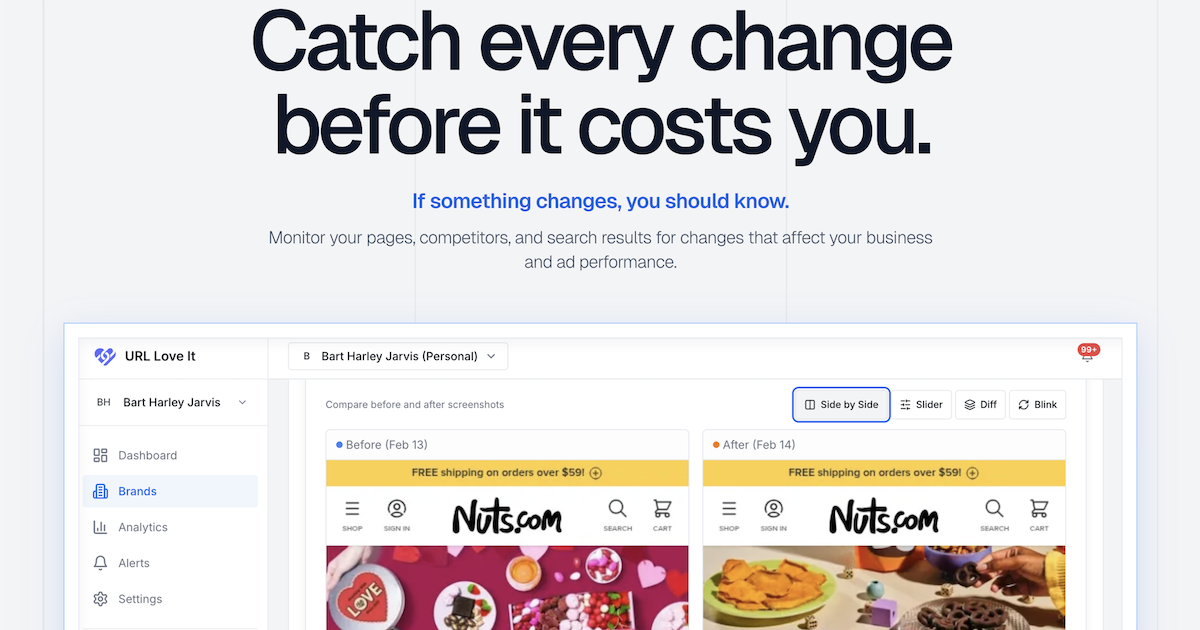URL Love It — URL Love It monitors your landing pages around the clock — capturing screenshots,…