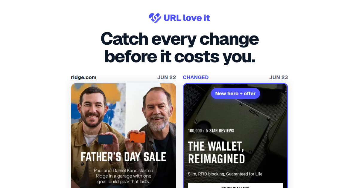URL Love It | Website change monitoring for marketers